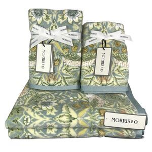 6 pc William Morris & Co Towel Set Strawberry Thief Bath Hand Tip Cotton Velour